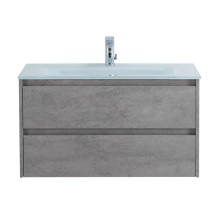 BelBagno Тумба с раковиной KRAFT 90 см, подвесная Cemento Grigio, стеклянная раковина