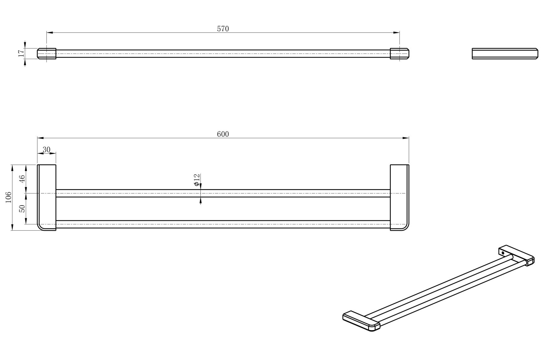 Приобрести полотенцедержатель двойной wonzon & woghand, черный матовый (ww-v3102-mb)