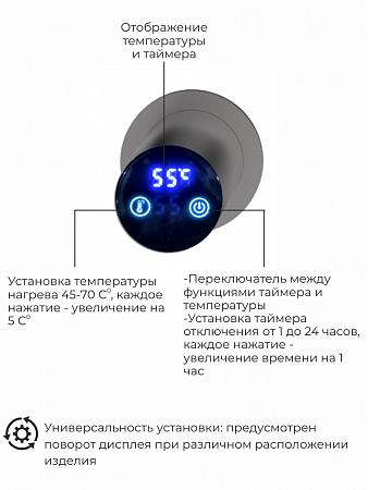 Приобрести terminus полотенцесушитель рондо п2 35х760 см, электрический, графит