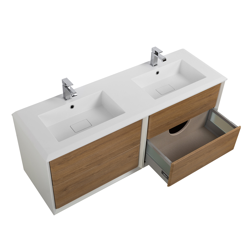 Приобрести cezares тумба подвесная с раковиной на две чаши bellagio 140 см rovere tabacco, дерево 54716