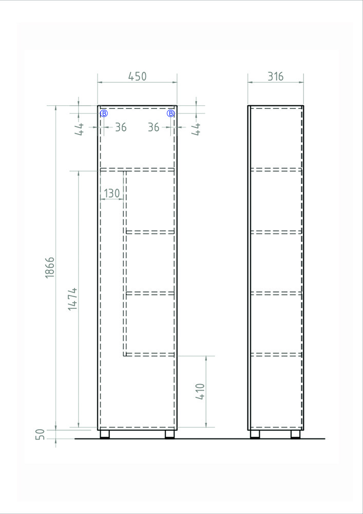 Приобрести vigo пенал geometry, напольный, 45см, белый pn.geo.45
