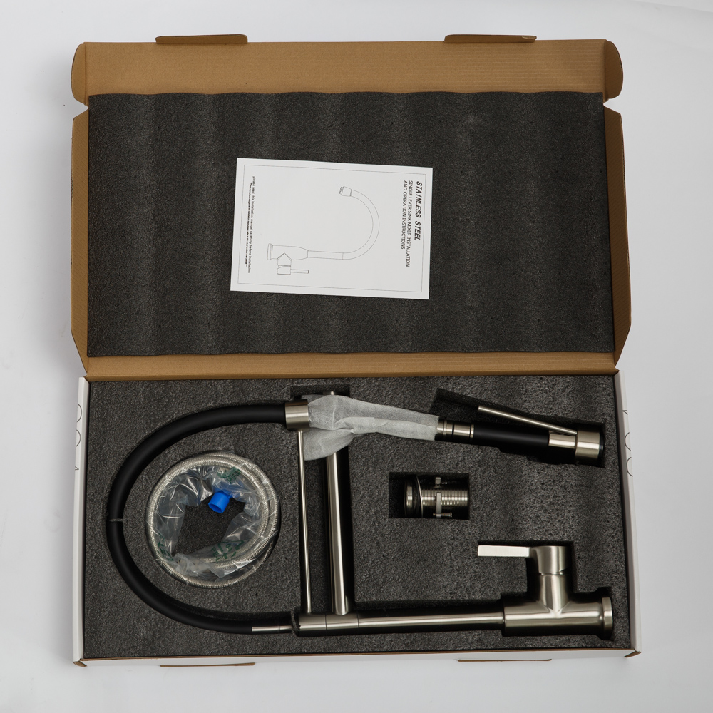 Приобрести belbagno смеситель для кухни, гибкий излив, сатин\черный bb-lam50-in