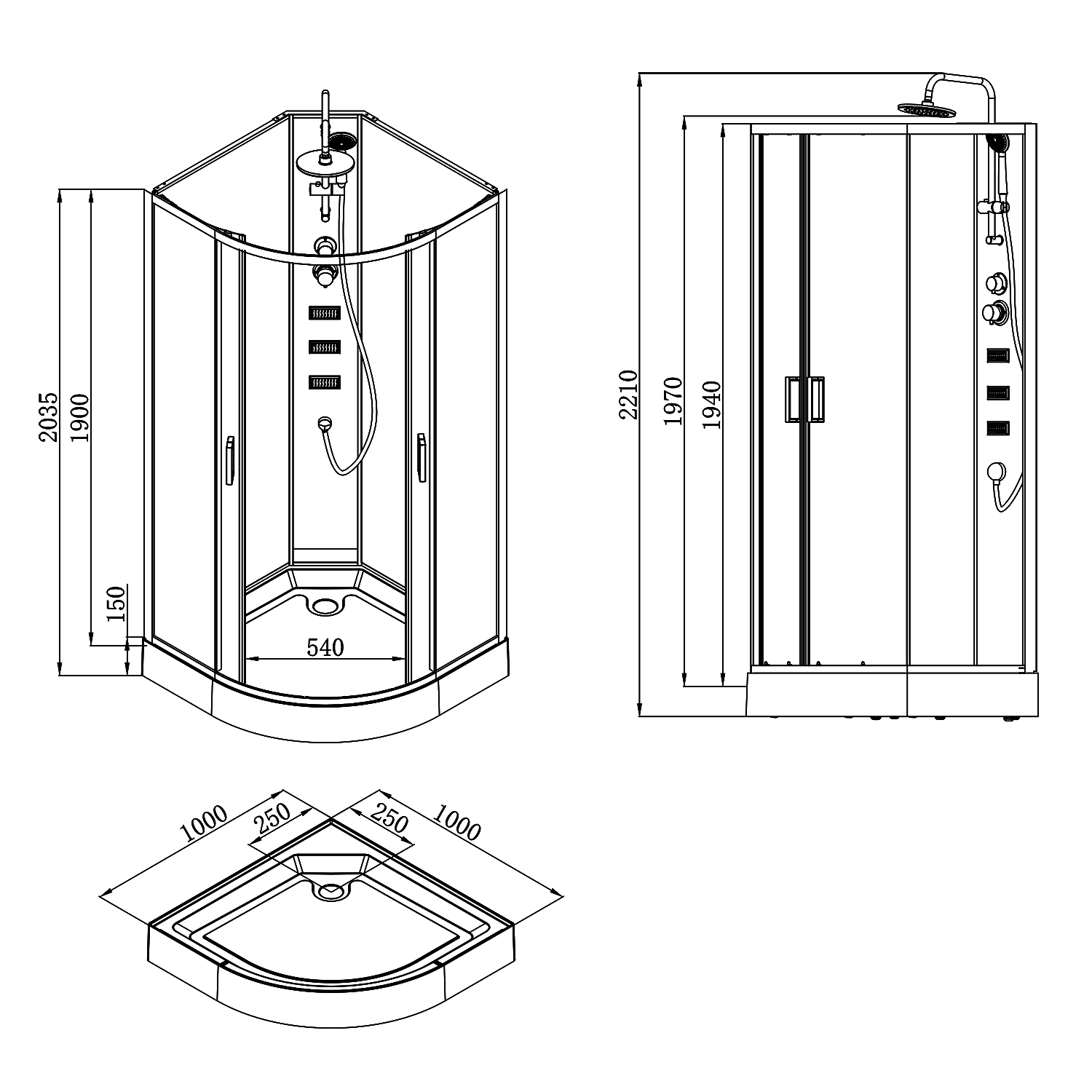 Приобрести loranto душевая кабина neo 100x100x(190+15) с низким поддоном 15см, прозрачное закаленное стекло 5 мм, задние стеклянные стенки белые, профиль черный-матовый (cs-21811-100)