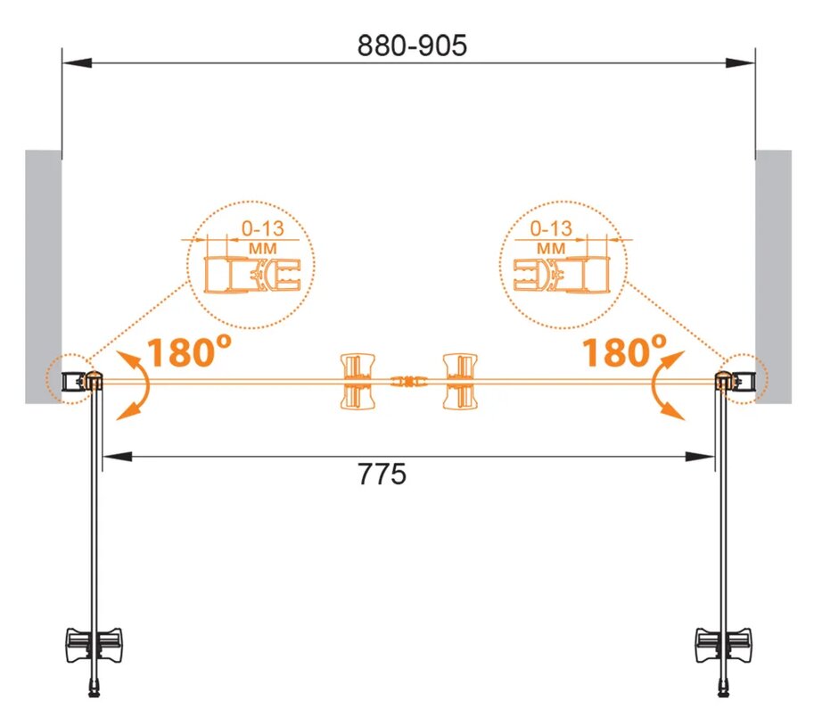 Приобрести cezares дверь душевая eco 90x190см eco-o-b-2-90-c-cr