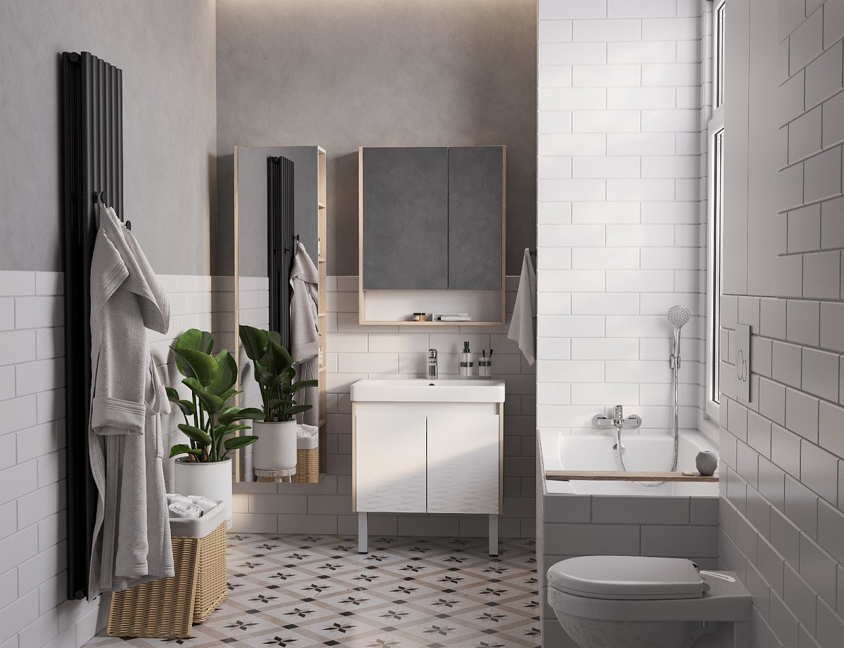 Приобрести акватон тумба c раковиной сканди 70 doors универсальная, белый/дуб верона