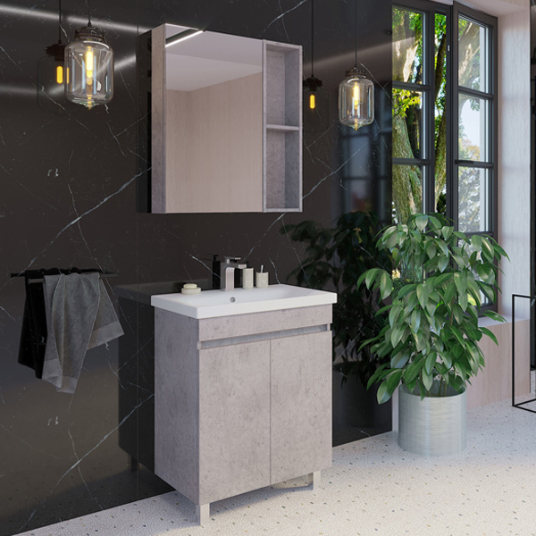 Приобрести сomforty зеркало-шкаф "осло-70" светлый бетон