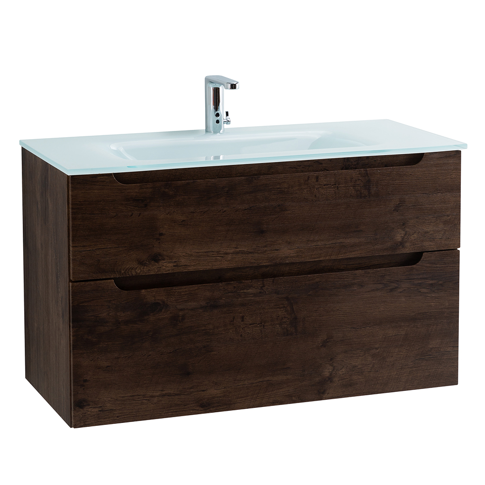 Приобрести belbagno тумба с раковиной etna-h60 100 см, подвесная rovere moro, стеклянная раковина