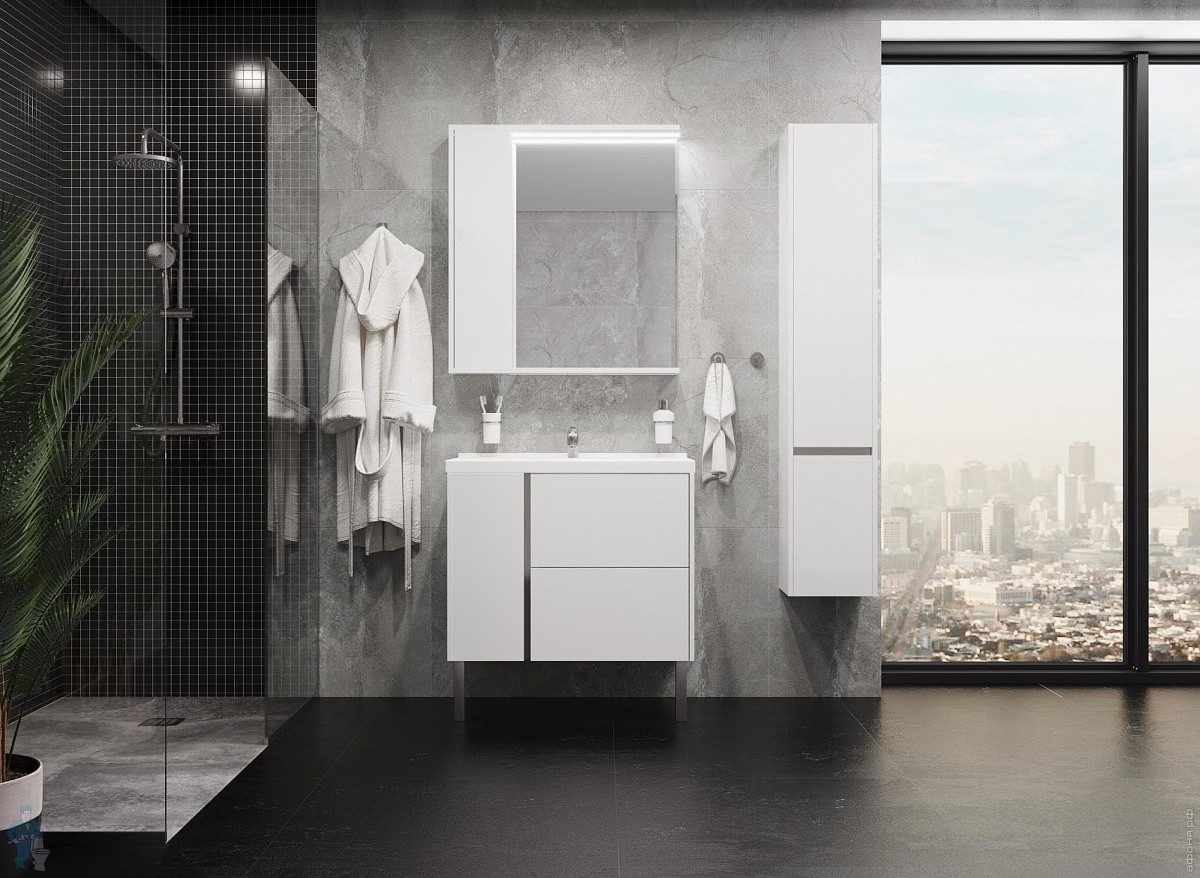 Приобрести пенал подвесной акватон стоун, белый, левый