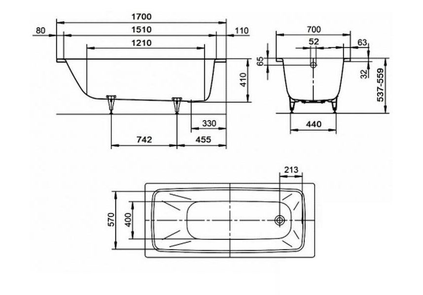 Приобрести ванна стальная kaldewei cayono 170х70 см 274900013001