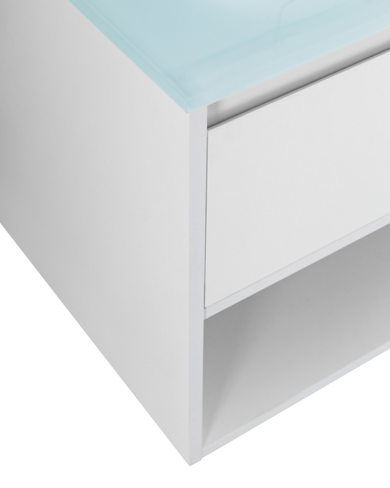 Приобрести belbagno тумба c раковиной kraft 80 см, с одним ящиком и полкой, подвесная bianco opaco, стеклянная раковина