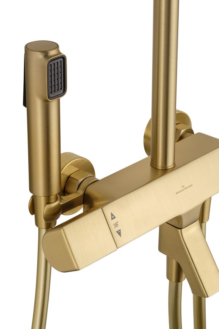 Приобрести душевая система с термостатом wonzon & woghand the one, брашированное золото (ww-b3094-bg)