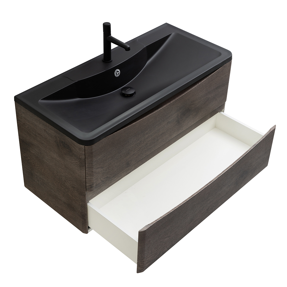 Приобрести belbagno тумба с раковиной acqua 100 см, подвесная rovere nature grigio, чёрная раковина