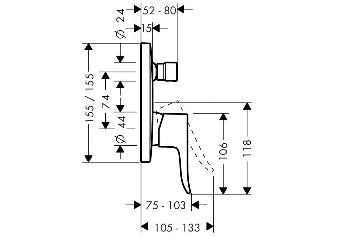 Приобрести смеситель скрытого монтажа hansgrohe metris 31454000