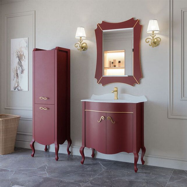 Приобрести caprigo тумба с раковиной bourget 80 см, бордовая, эмаль 11023 1
