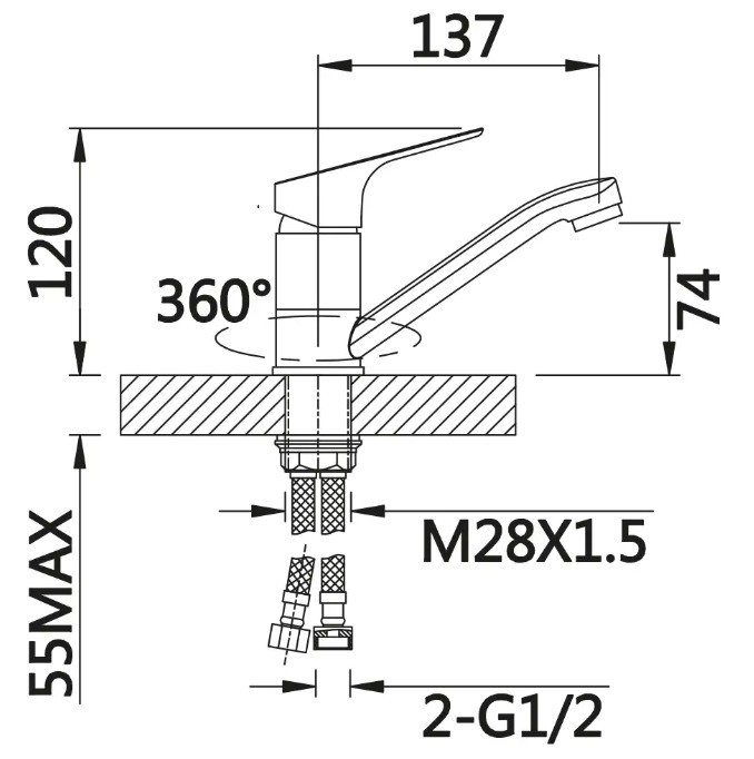 Приобрести cмеситель для раковины vieir sist 120 мм, хром v063512