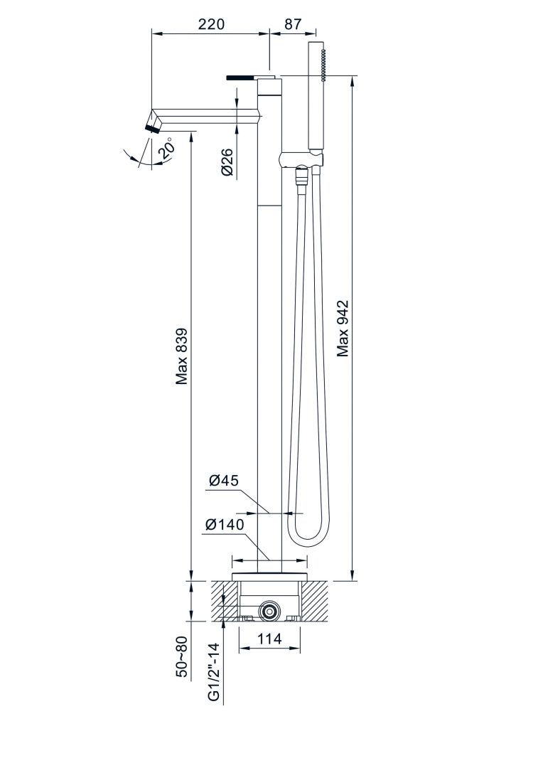 Приобрести hayzburg напольный смеситель для ванны, графит hb-4023gg