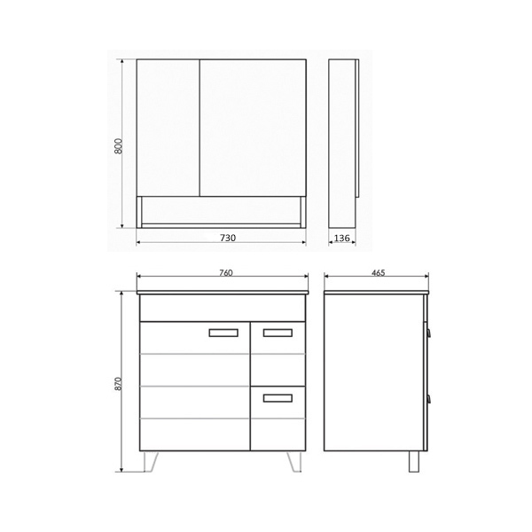 Приобрести сomforty зеркало-шкаф "клеон-75", белый/дуб дымчатый
