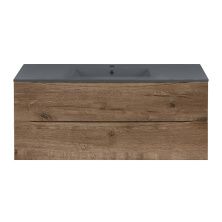 Vincea Тумба подвесная Mia 120 см, дуб винтаж с черной матовой раковиной VMC-2MC120VO;VBS-13120MB