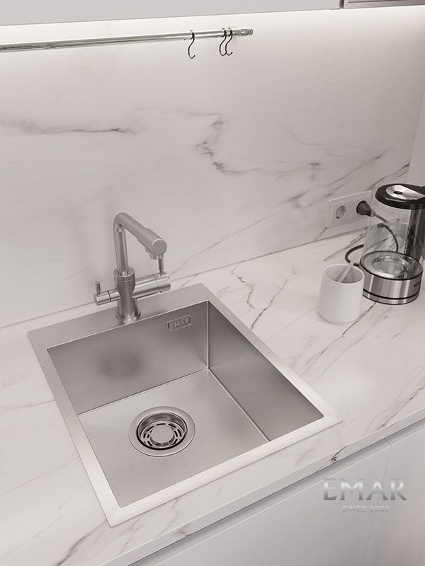 Приобрести emar кухонная мойка 41х51 см, сатин emb-128a pvd nano satine