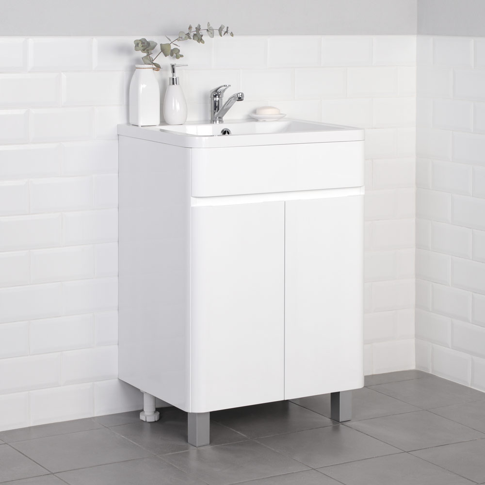 Приобрести тумба напольная итана roberto 60 с раковиной adel 60, белый глянец