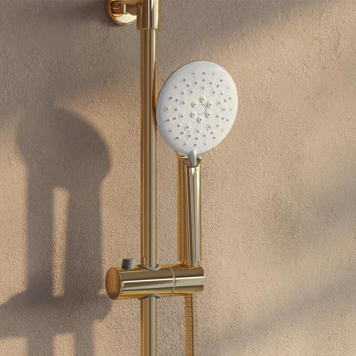 Приобрести iddis душевая система cloud, круглая d-218мм, белый\золото clowg00i06