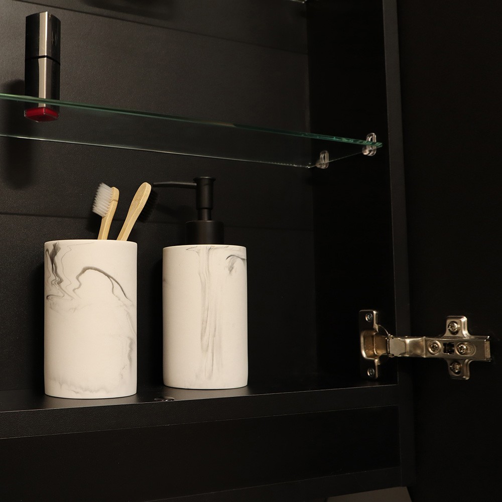 Приобрести зеркало-шкаф azario soho black 50х100 см. с подсветкой, сенсорный вкл. жк-часы, подогрев, диммер, черный led-00002612