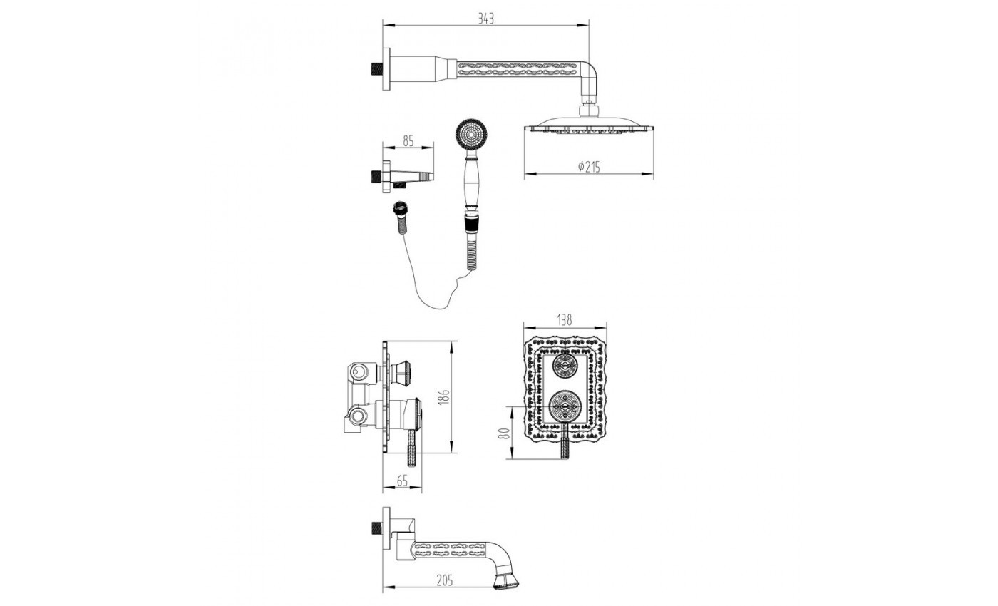 Приобрести lemark душевая система jasmine, скрытый монтаж, черный lm6622orb