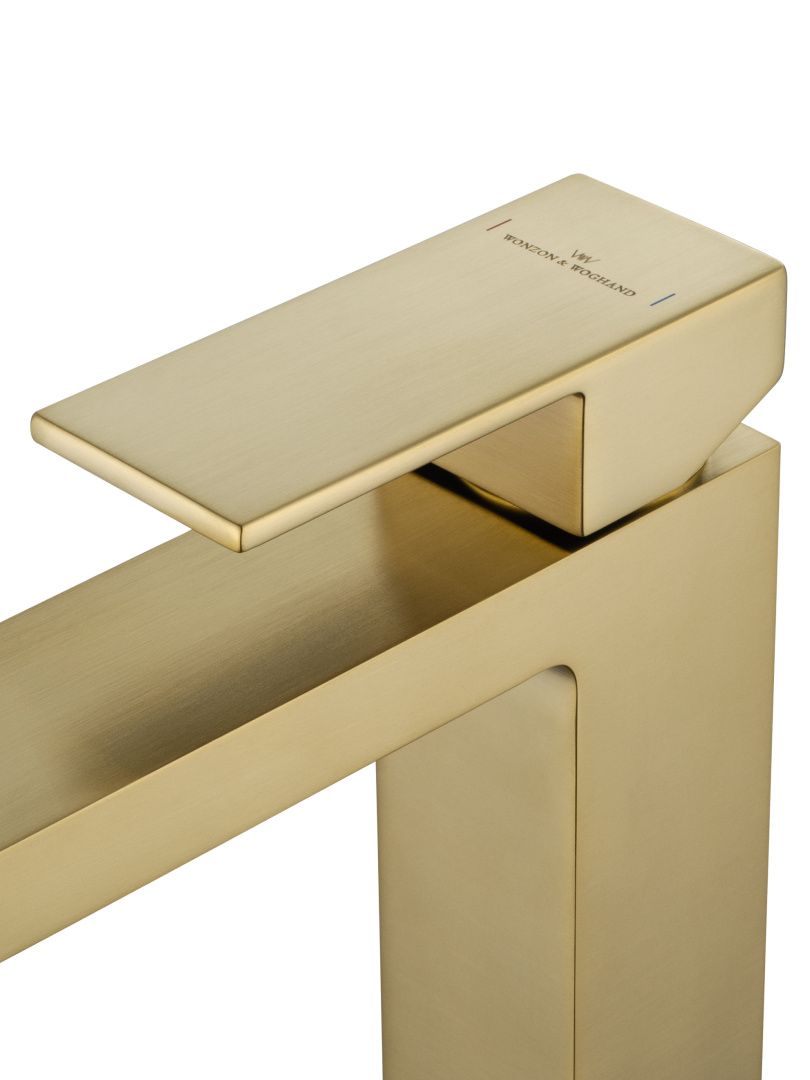 Приобрести смеситель для раковины wonzon & woghand cube, брашированное золото (ww-88139016-bg)