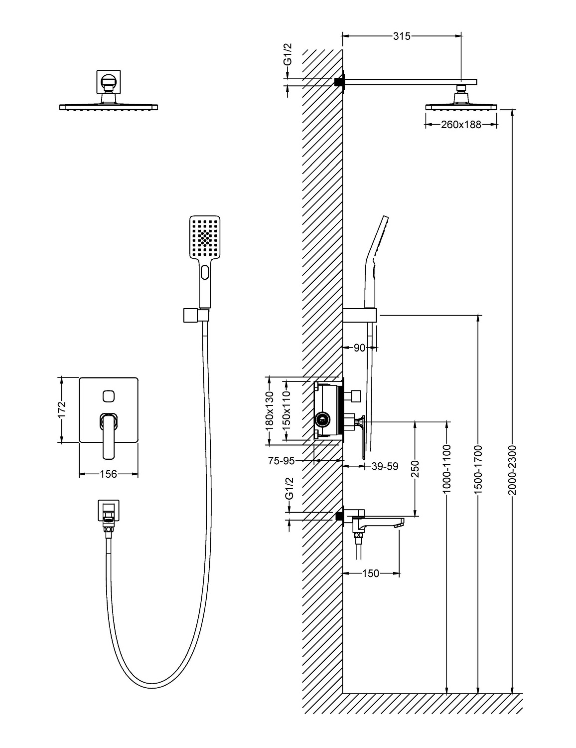 Приобрести душевая система встроенная timo torne sx-4399/03sm черный