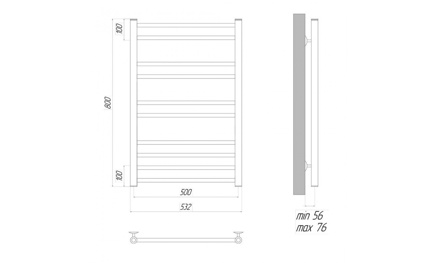 Приобрести lemark полотенцесушитель ursus п10 500x800 мм водяной, хром lm72810