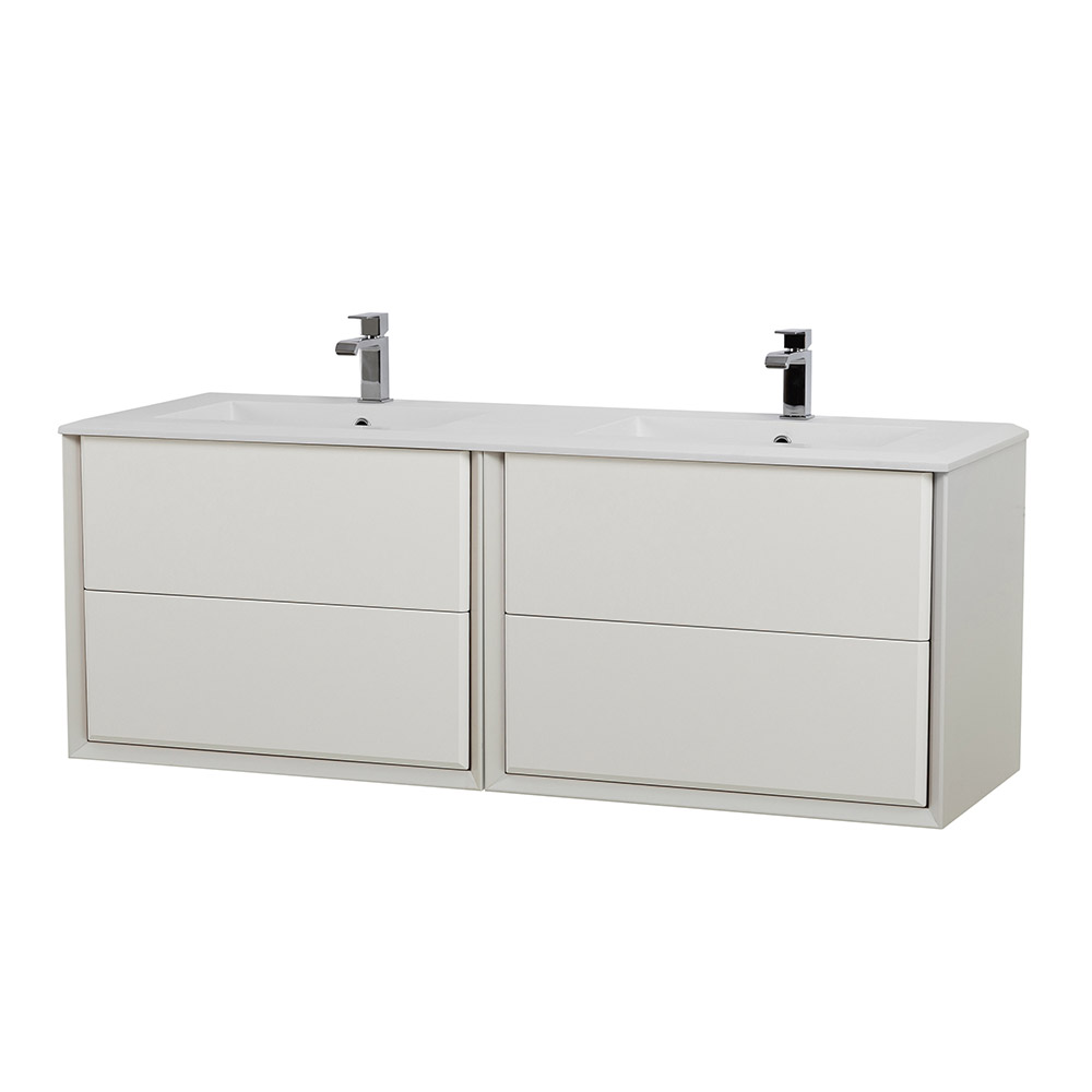 Приобрести cezares тумба подвесная с раковиной на две чаши bellagio 140 см bianco opaco, белая 54714