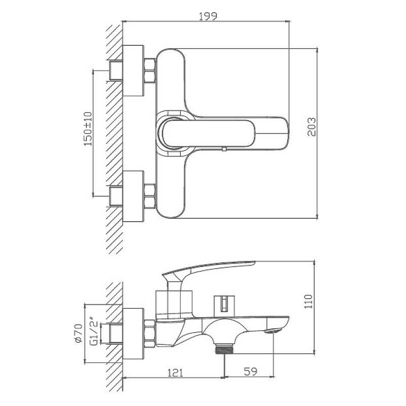 Приобрести haiba смеситель для ванны 217мм, хром hb-60616