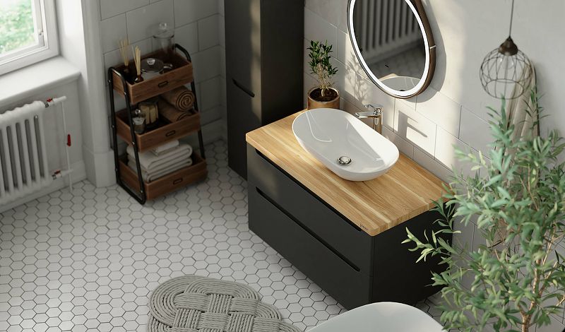 Приобрести jorno тумба подвесная wood 100 см со столешницей светлое дерево, антрацит