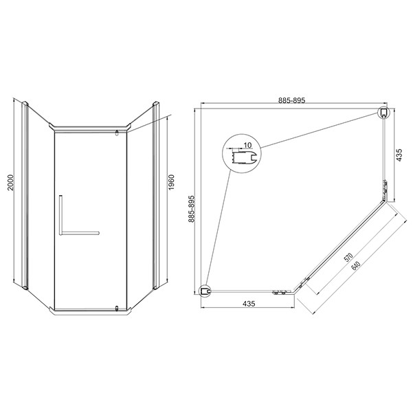 Приобрести mirsant душевое ограждение arena pentagon 90х90