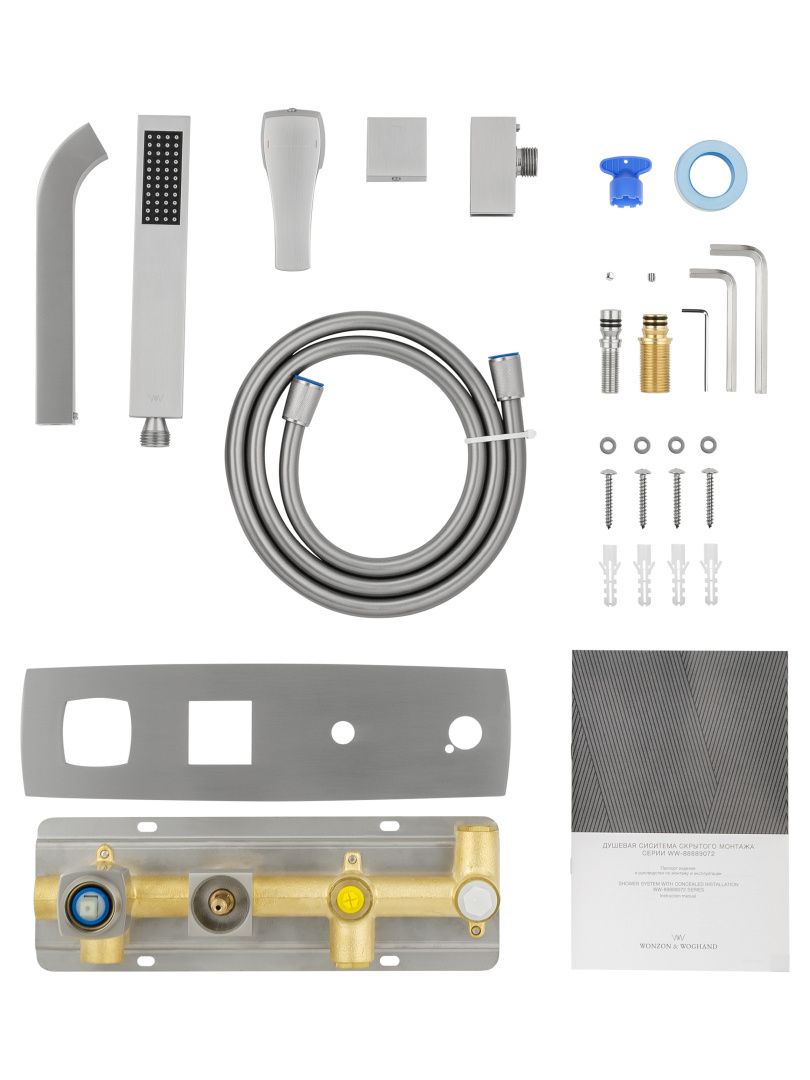 Приобрести смеситель для ванны встраиваемый wonzon & woghand flex, брашированный никель (ww-88889072-bn)