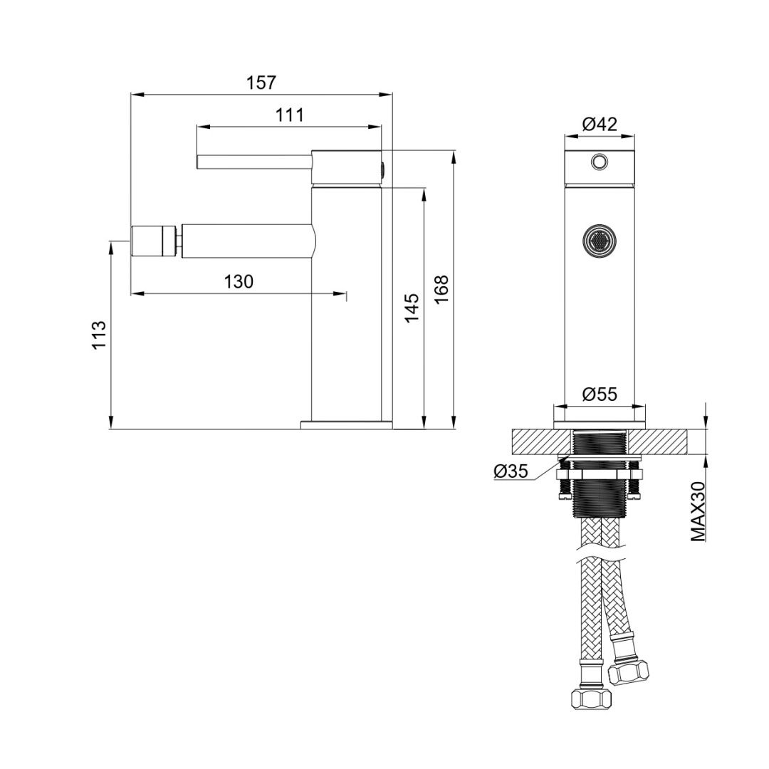 Приобрести смеситель для биде wonzon & woghand stick, белый матовый (ww-88339017-mw)