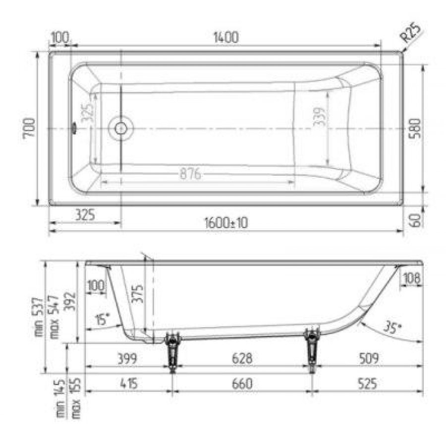 Приобрести wotte чугунная ванна line 160х70 см