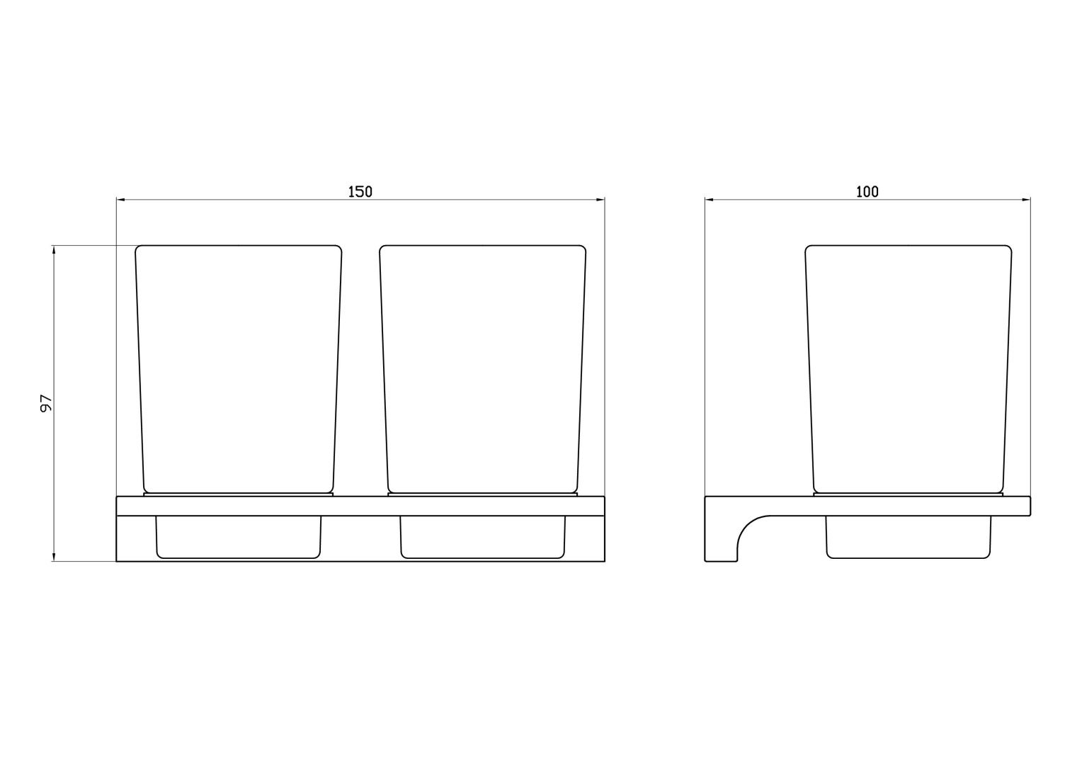 Приобрести два стакана для зубных щеток с держателем wonzon & woghand eclipse, хром (ww-9128)
