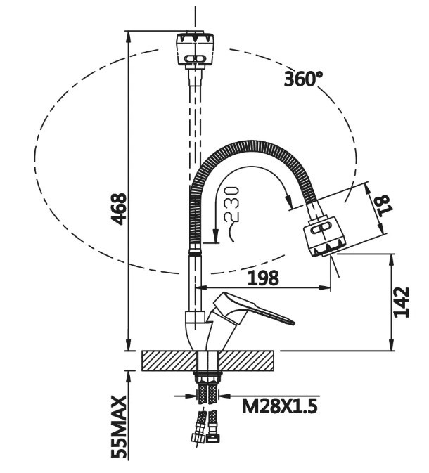 Приобрести смеситель для кухни vieir radiante с гибким изливом, хром v164021