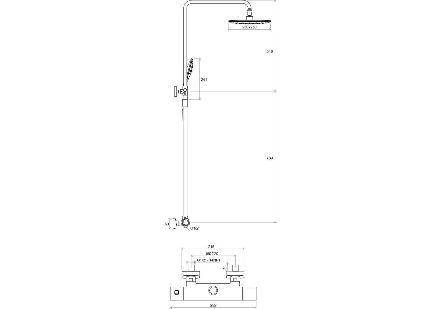 Приобрести ravak 10° td 091.00/150 x070103 душевая система для душа с термостатом