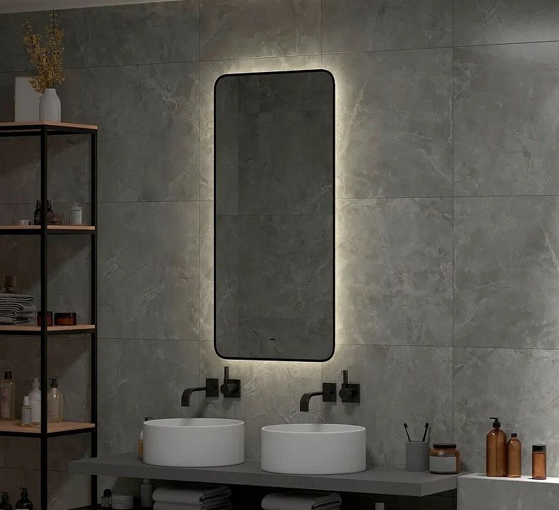 Приобрести continent зеркало с подсветкой torry 60х120 см, бесконтактный включатель, черное