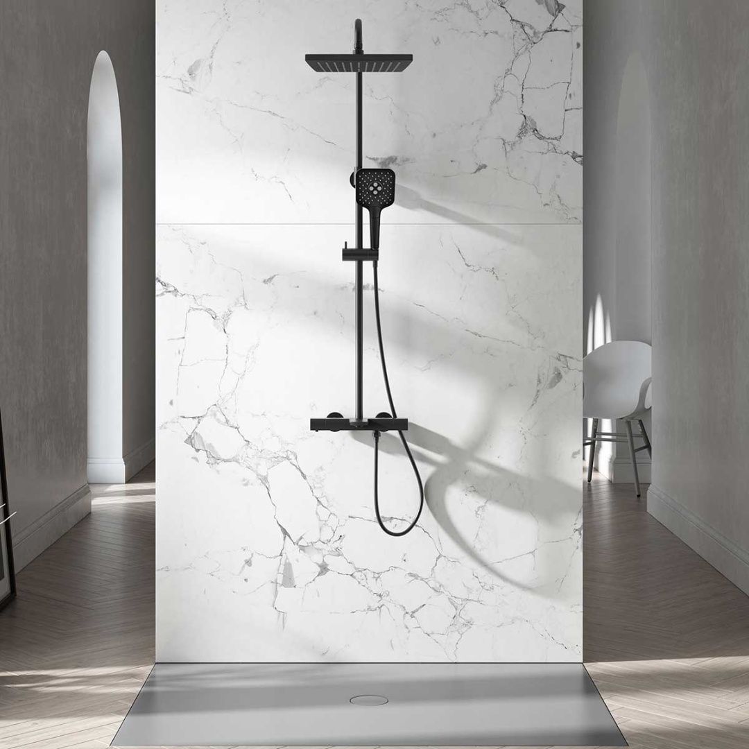 Приобрести vincea душевая стойка next, термостат, черный матовый vsfs-1n1tmb