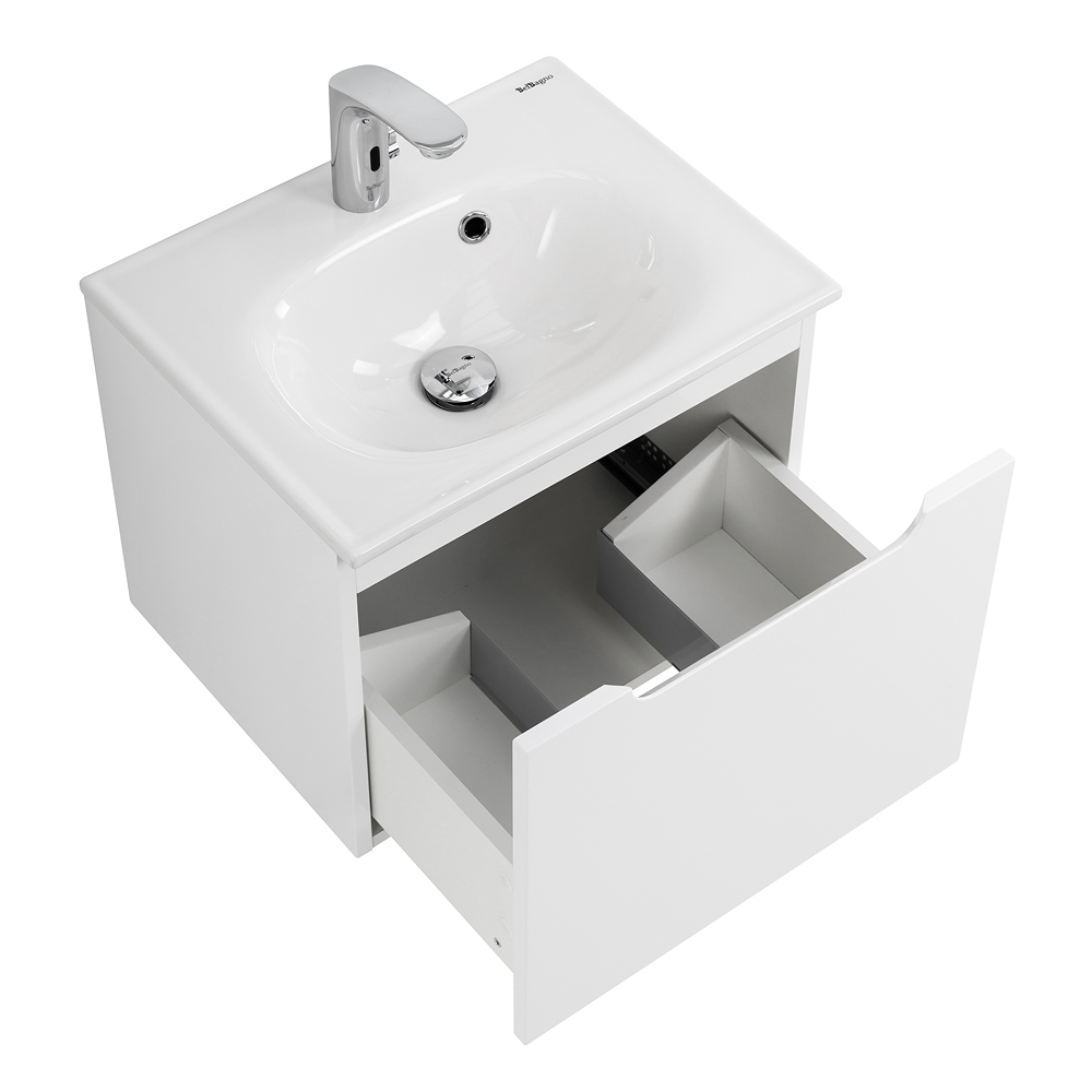 Приобрести belbagno тумба с раковиной etna 50 см, подвесная с ящиком bianco lucido, белая раковина