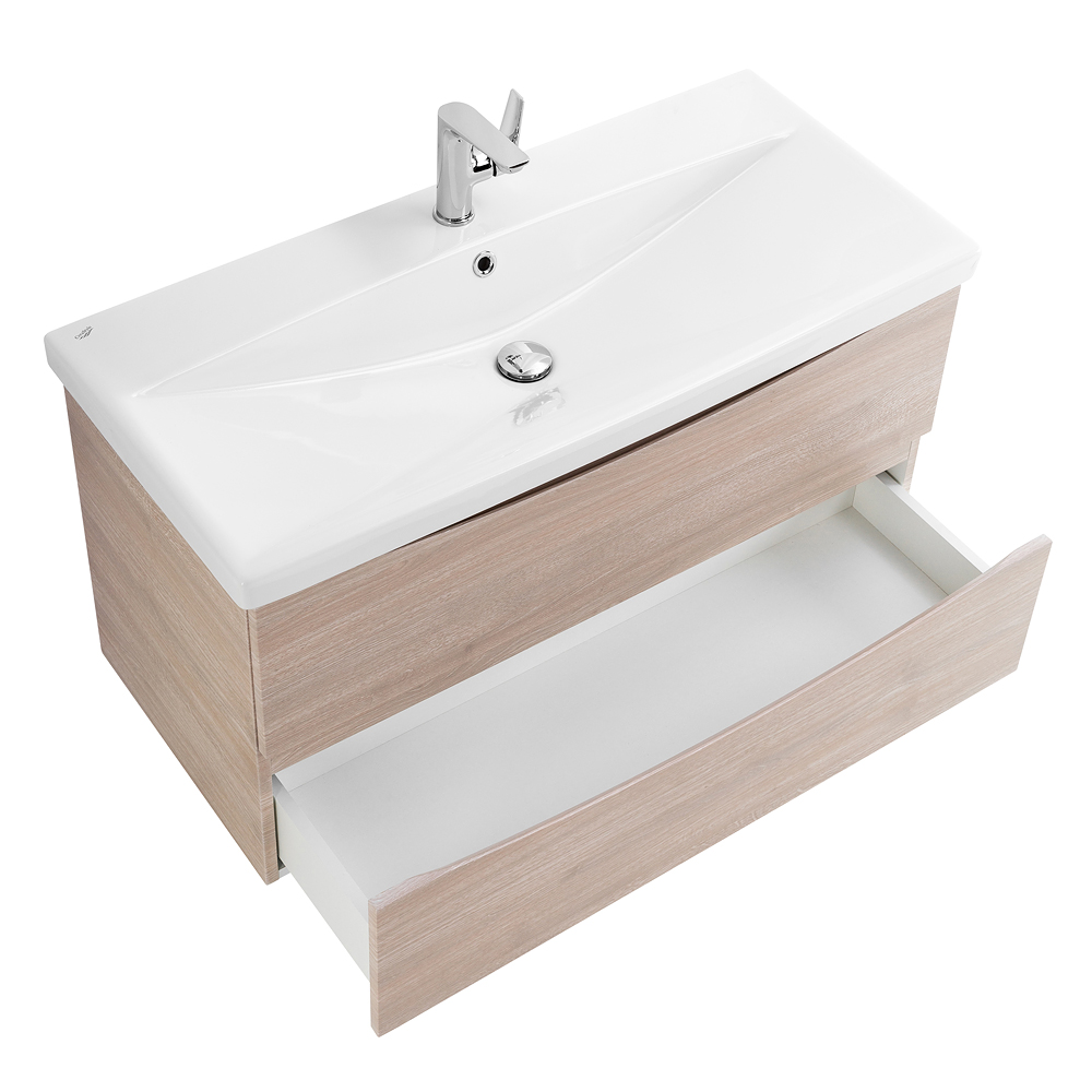 Приобрести belbagno тумба с раковиной marino-cer 100 см, подвесная rovere grigio, белая раковина