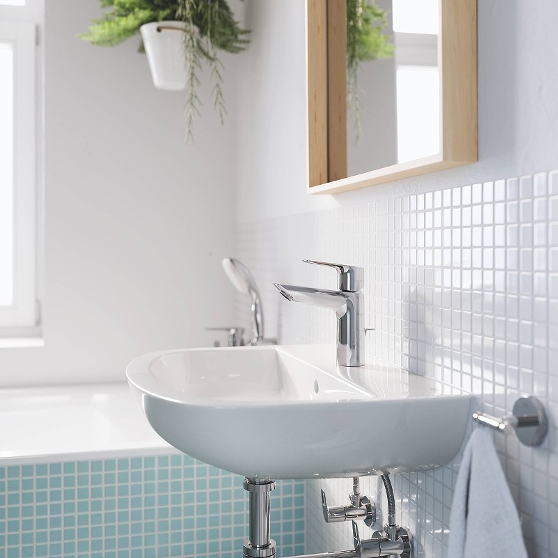 Приобрести смеситель для раковины grohe bauloop с донным клапаном, хром 23762001