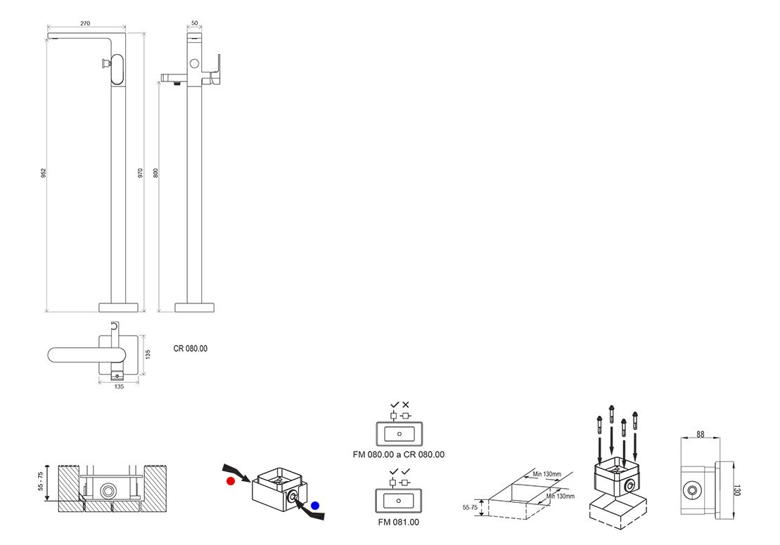 Приобрести смеситель для ванны ravak chrome cr 080.00 x070101