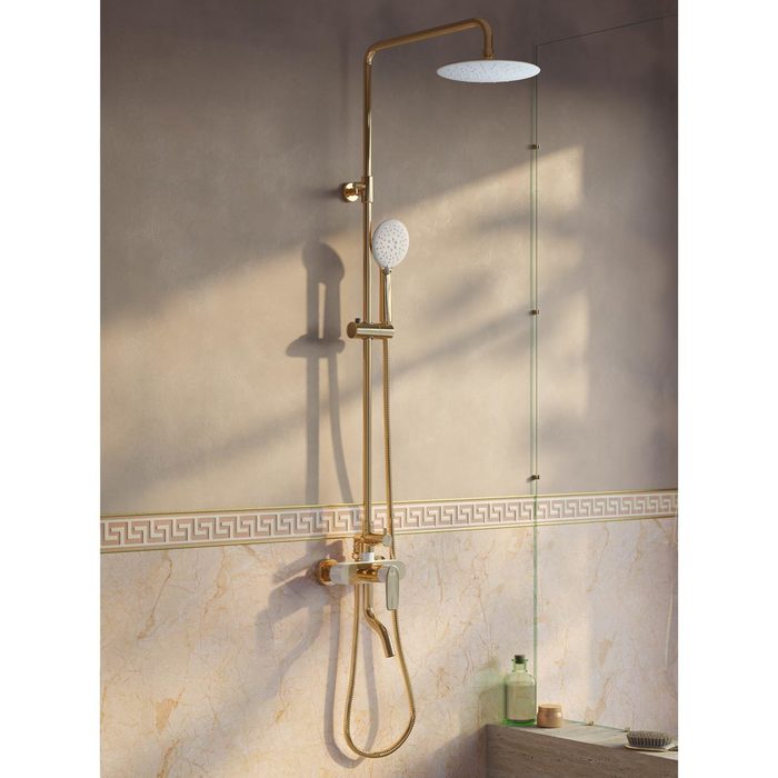 Приобрести iddis душевая система cloud, круглая d-218мм, белый\золото clowg00i06