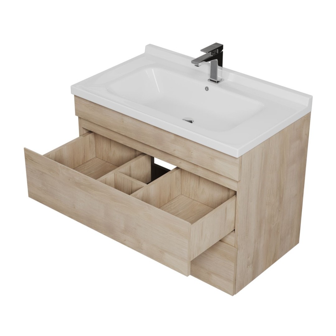 Приобрести mirsant тумба подвесная с раковиной karelia 80 см, светлое дерево