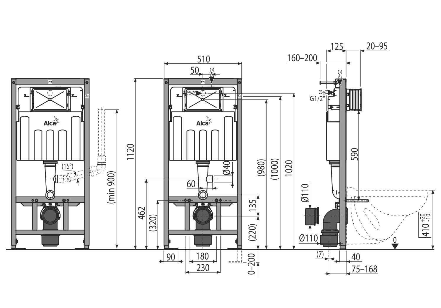 Приобрести инсталляция для подвесного унитаза alcaplast am101/1120v