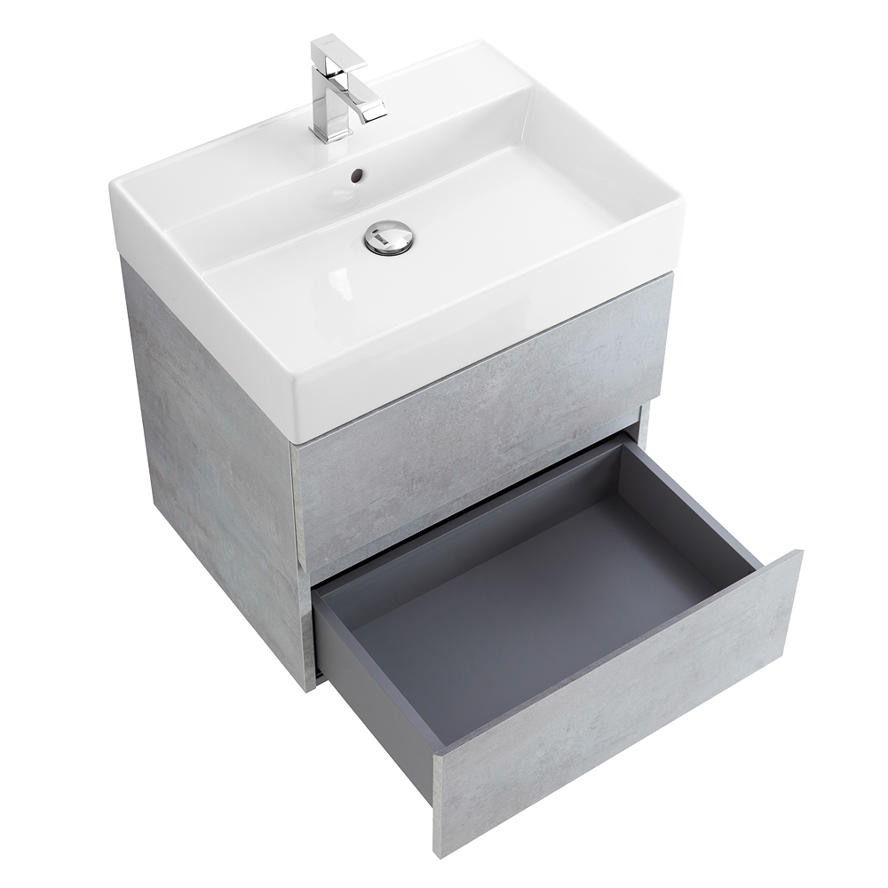 Приобрести cezares тумба подвесная с раковиной molveno 46 60 см beton, бетон molveno 46-60-2c-so-bet
